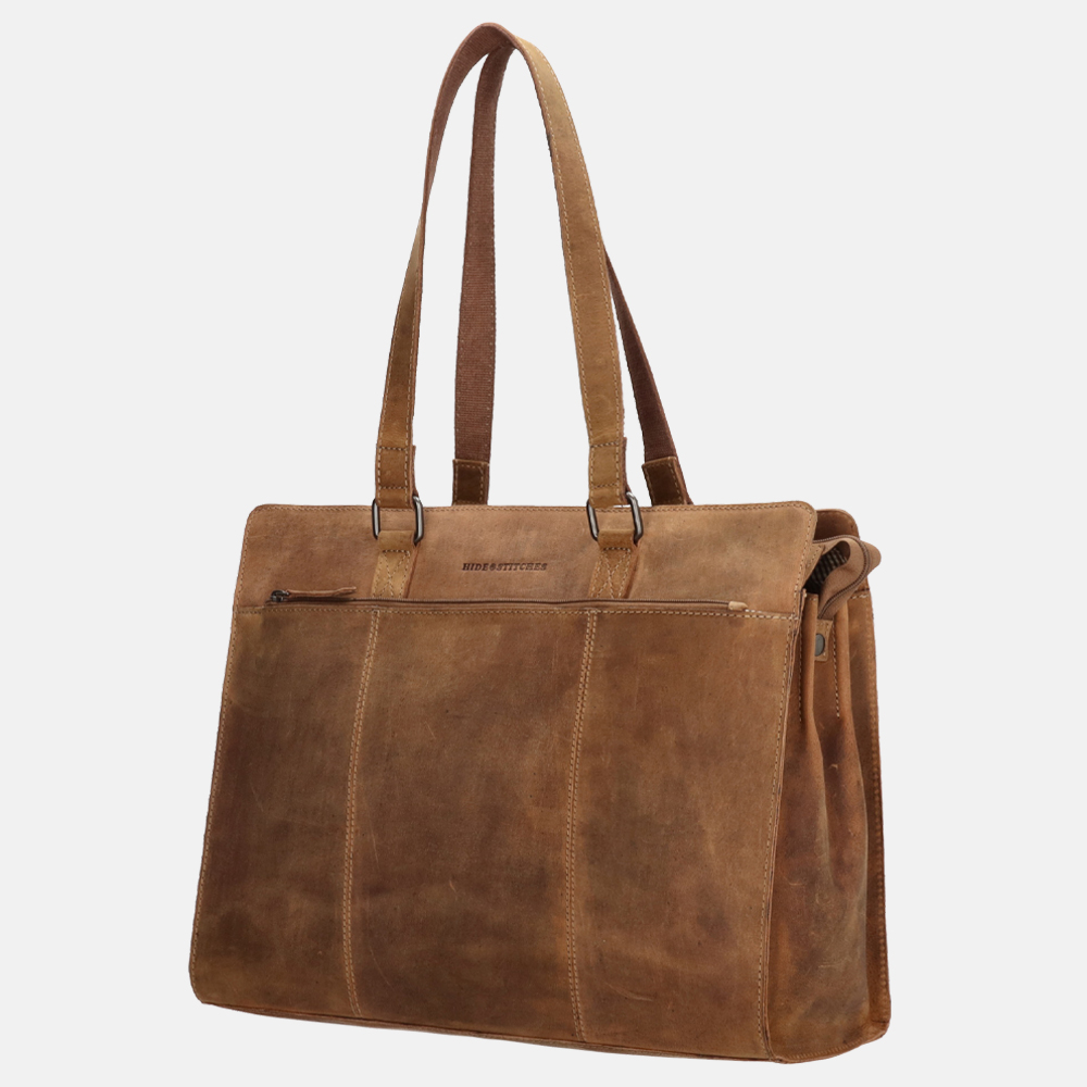 Hide Stitches laptoptas 15.6 inch brown bij Duifhuizen